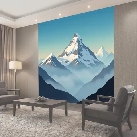 Фотообои Снежные вершины в тумане