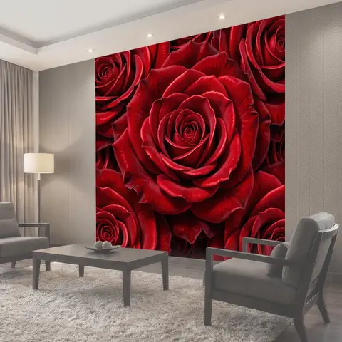 Фотообои Красные розы в крупном плане