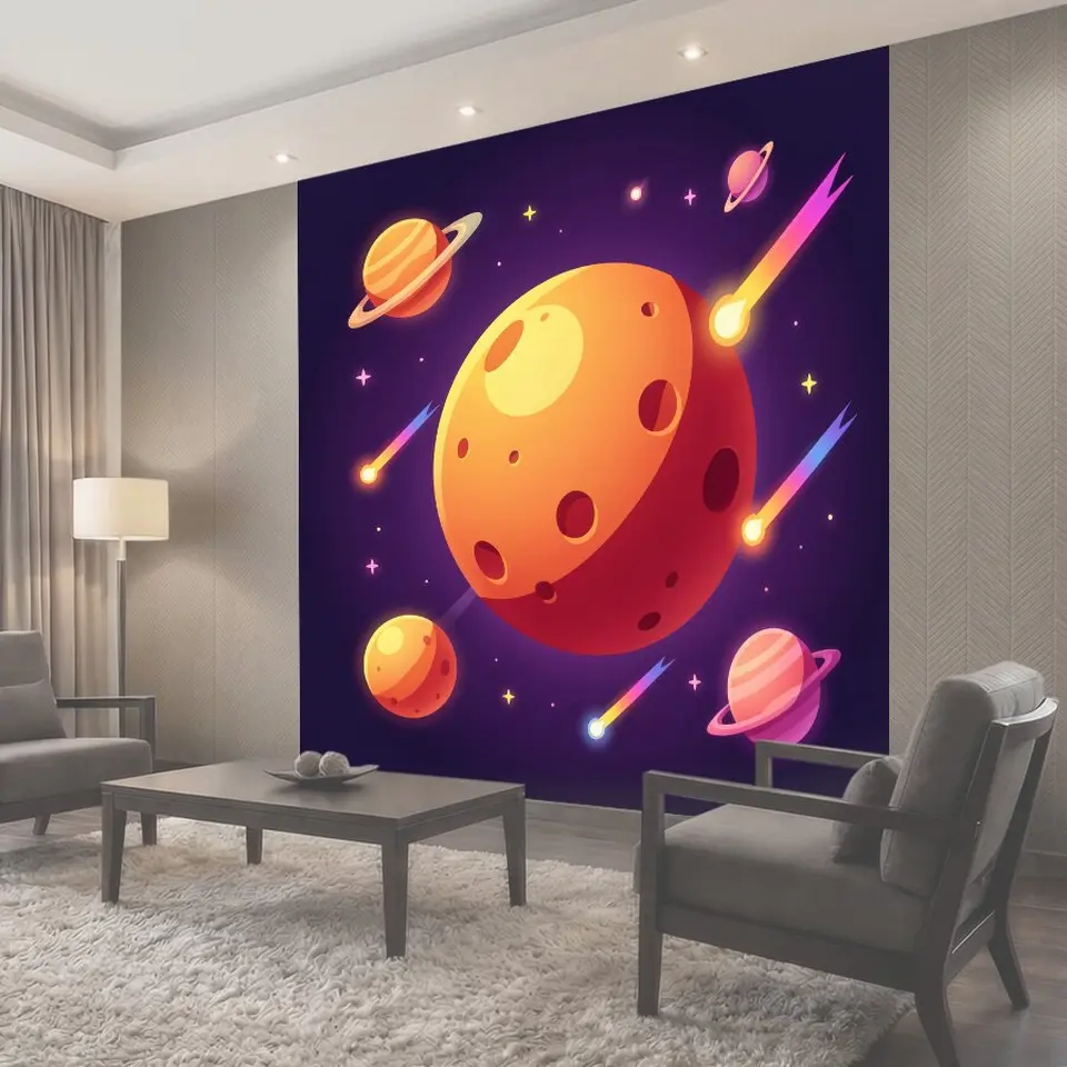 Фотообои Космос с планетами и метеорами