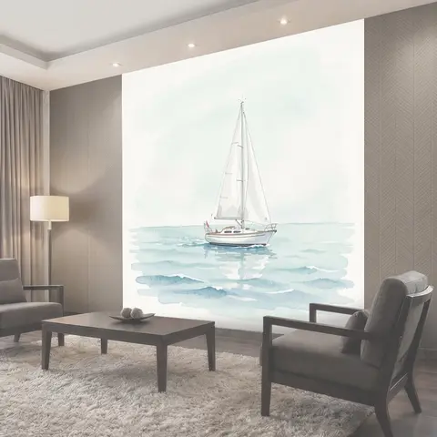 Фотообои Парусная яхта на спокойном море