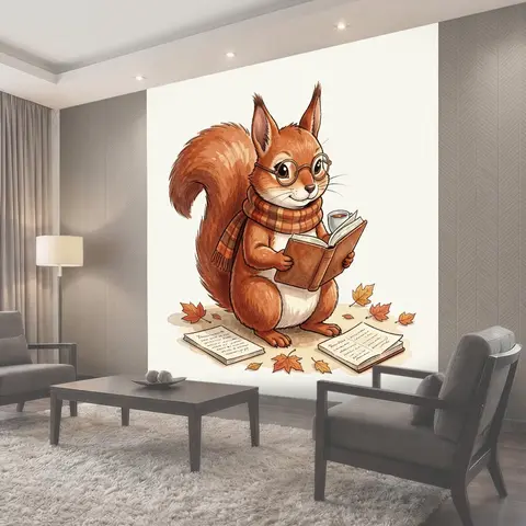 Фотообои Белка с книгой и очками