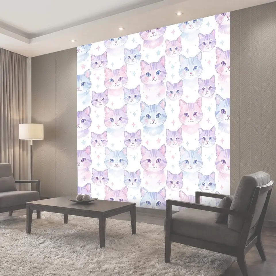 Фотообои Котики в пастельных облаках