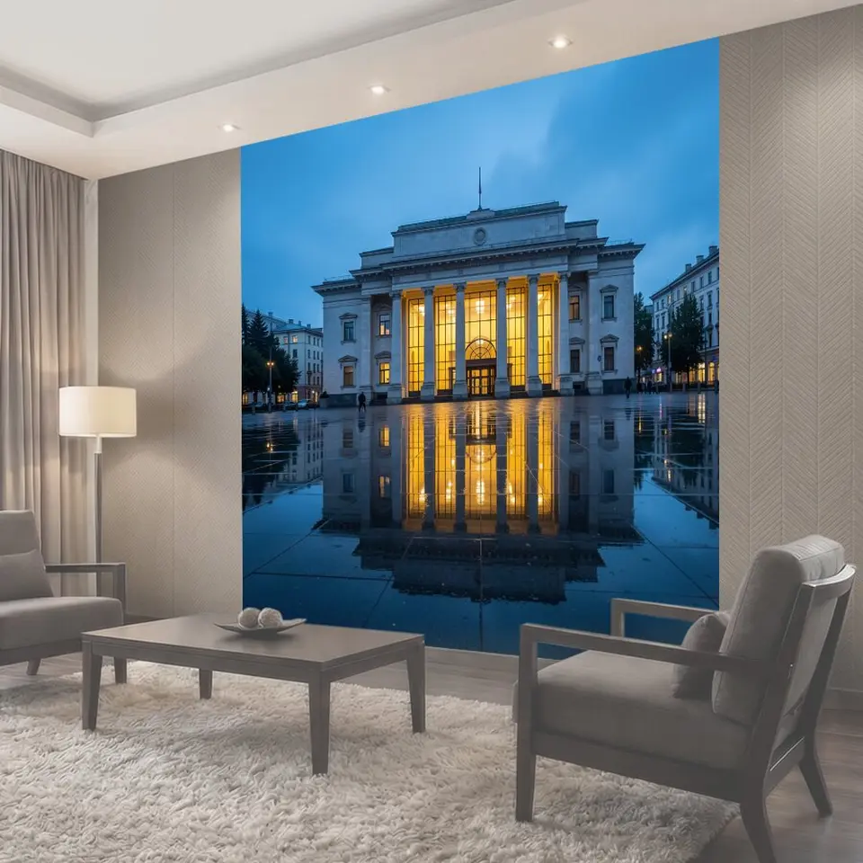 Фотообои Неоклассическое здание с отражением