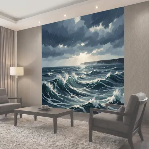 Фотообои Морская буря и скалистый берег