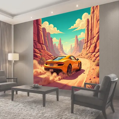 Фотообои Спортивное авто в каньоне