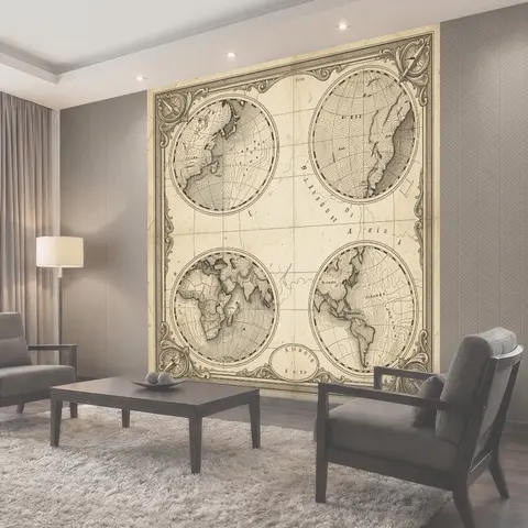 Фотообои Старинные карты мира в рамках