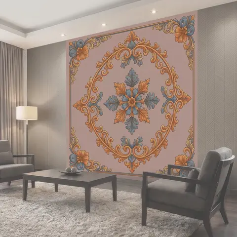 Фотообои Орнаментальная розетка с цветами
