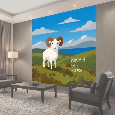 Фотообои Баран на горном лугу