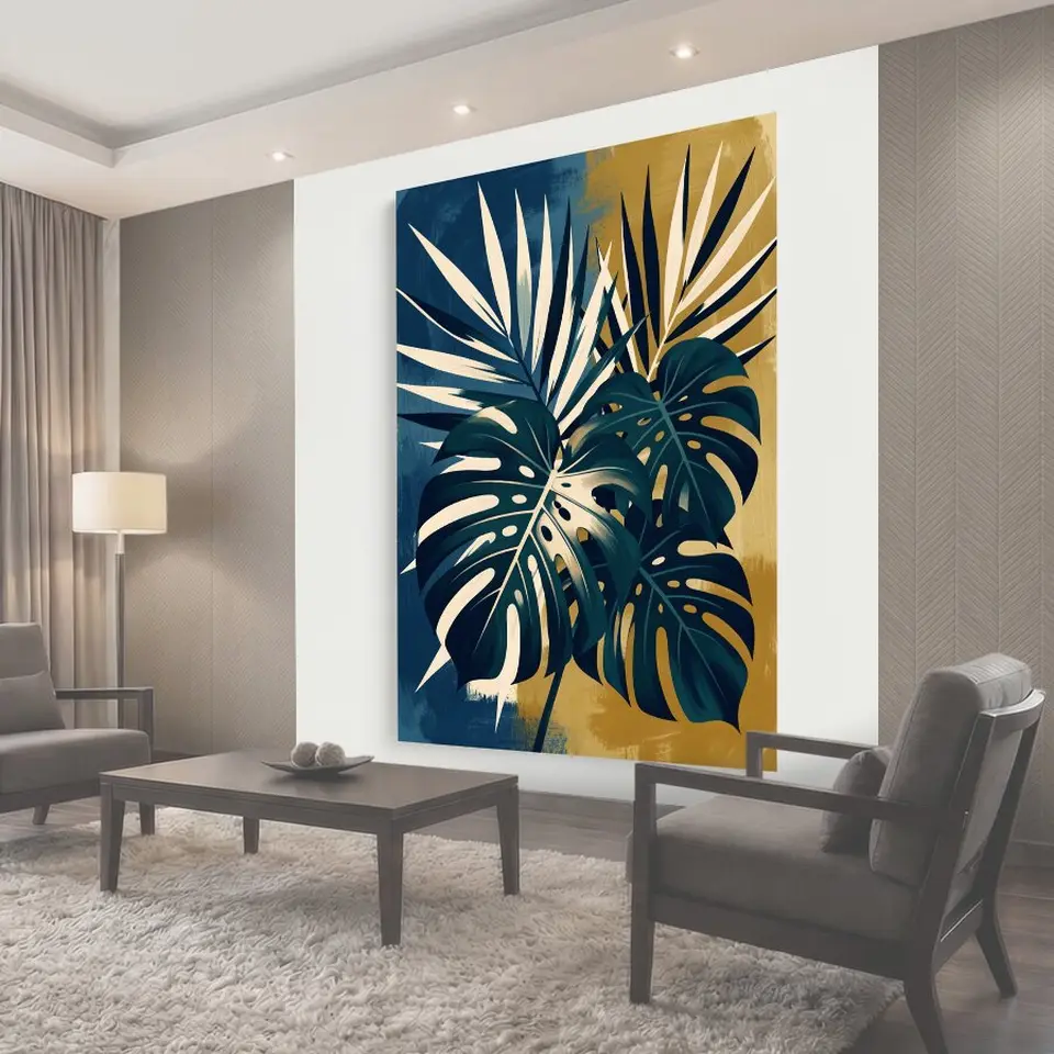 Фотообои Тропические листья в графичном стиле