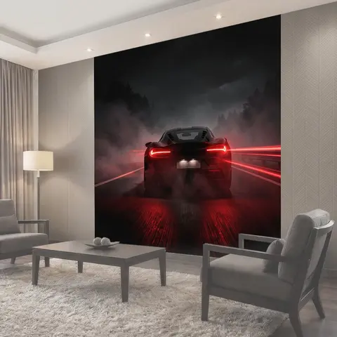 Фотообои Спортивное авто с красными фарами