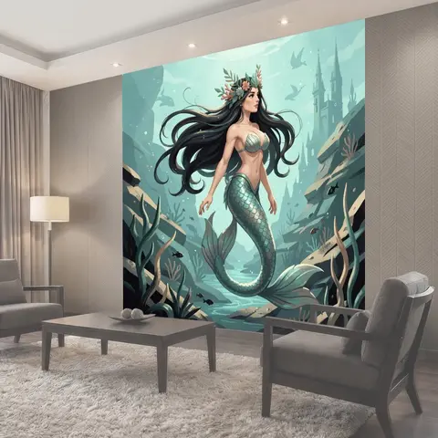 Фотообои Морская нимфа среди рифов
