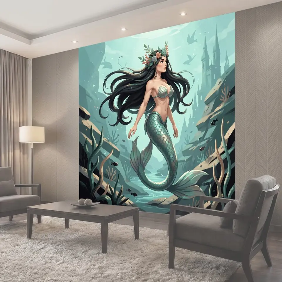 Фотообои Морская нимфа среди рифов