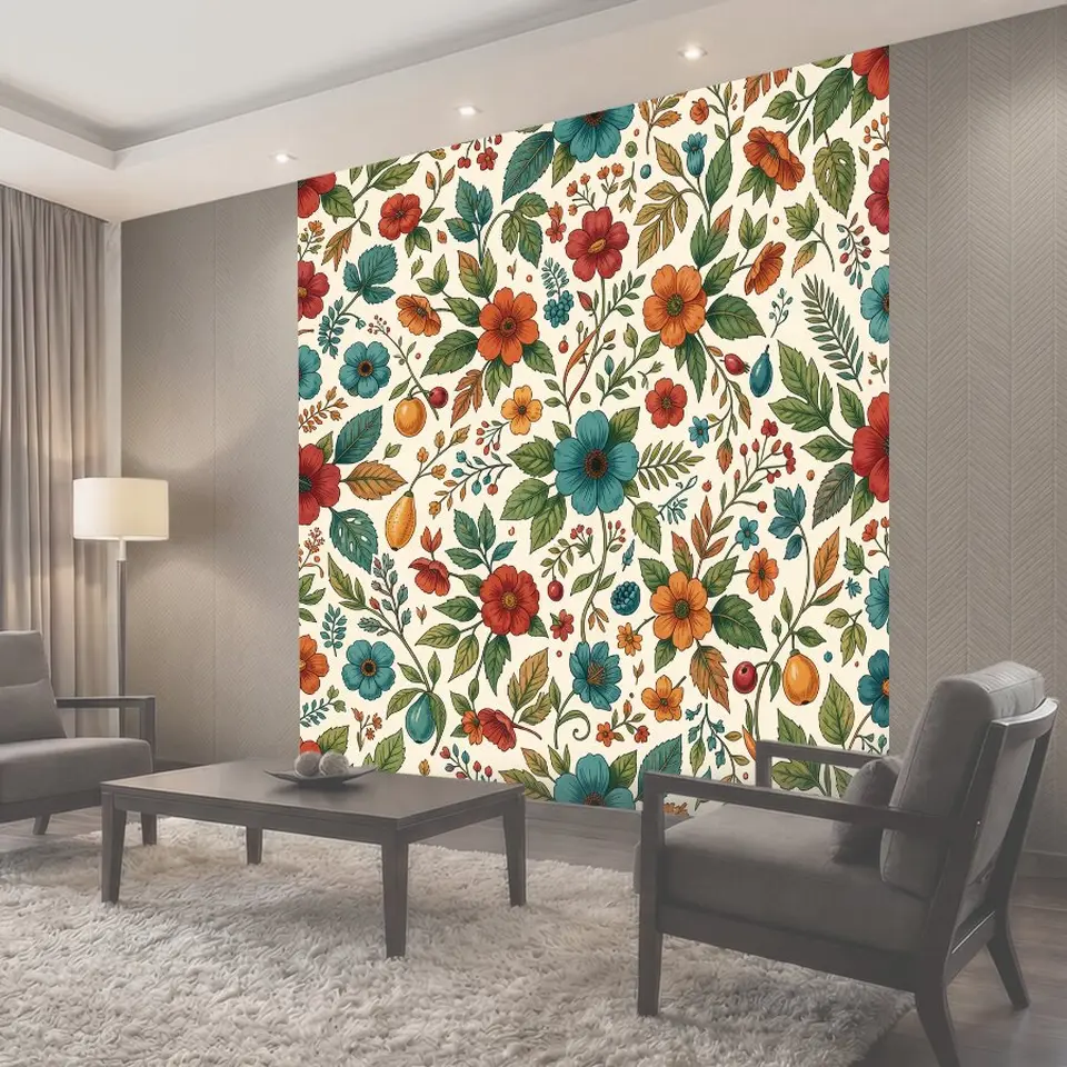 Фотообои Ботанический цветочный сад узором