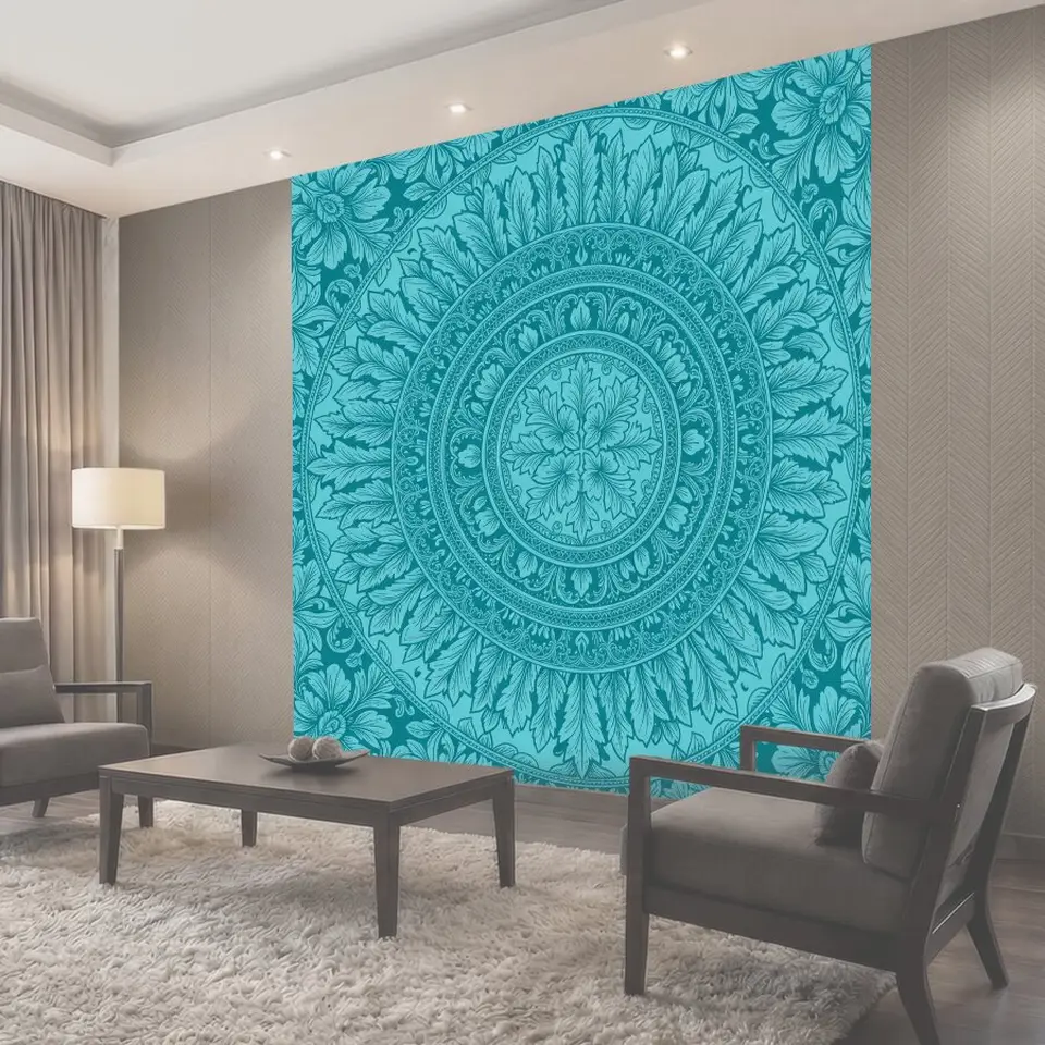 Фотообои Бирюзовый орнамент с цветком