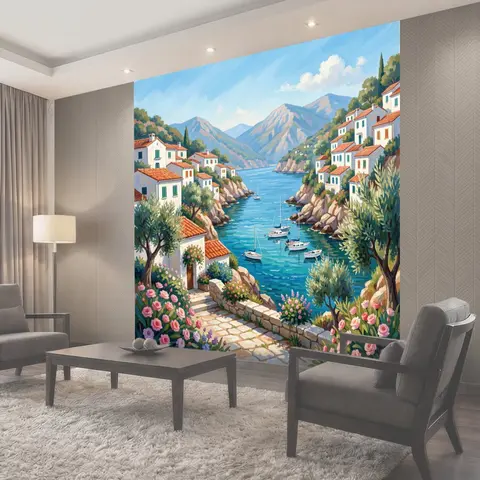 Фотообои Средиземноморская бухта с яхтами