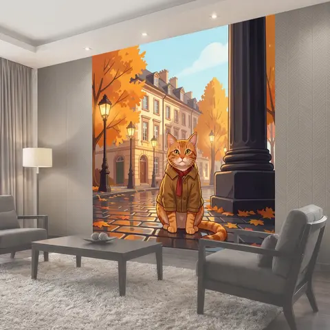 Фотообои Рыжий кот в пальто