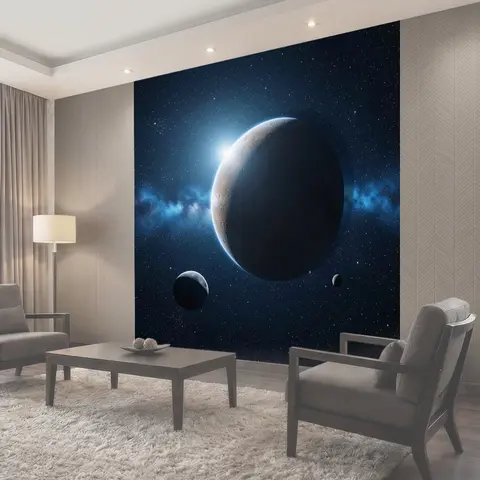 Фотообои Космические планеты на фоне звезд
