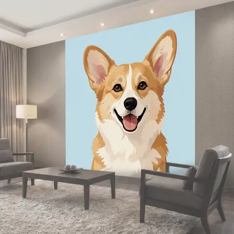 Фотообои Улыбающийся корги крупным планом