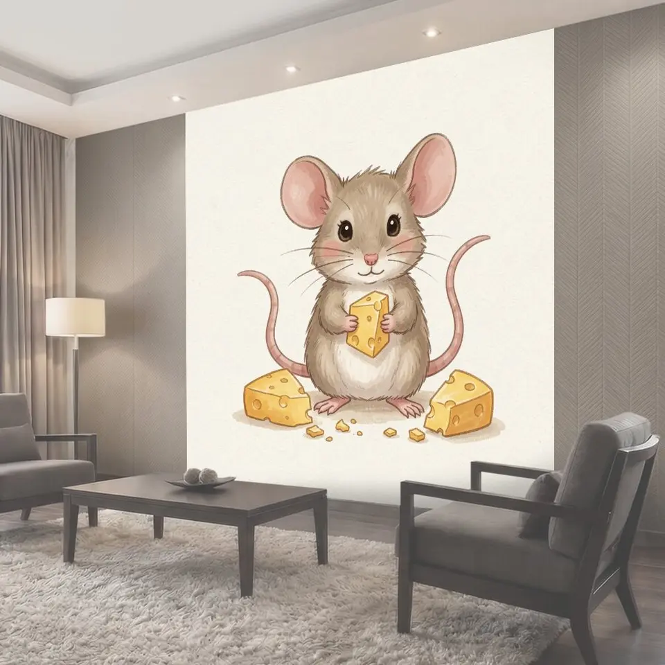Фотообои Мышонок с кусочком сыра