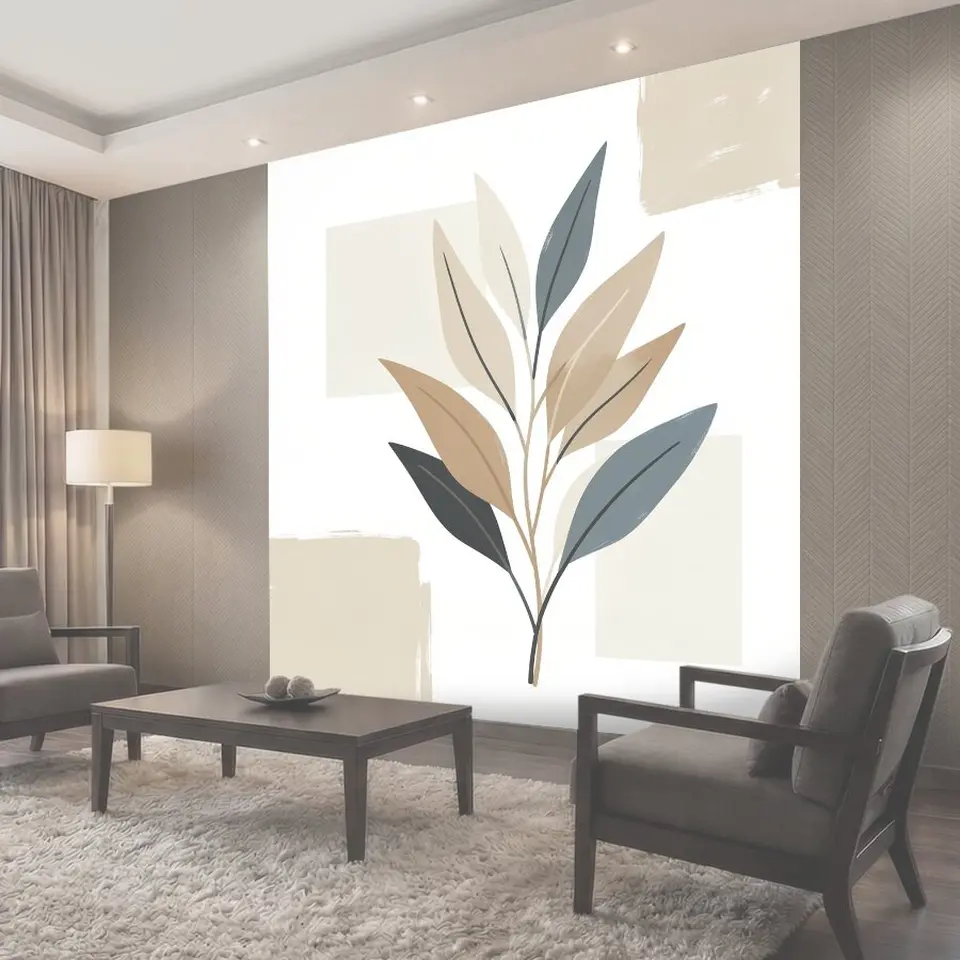 Фотообои Минималистичная ветвь с листьями
