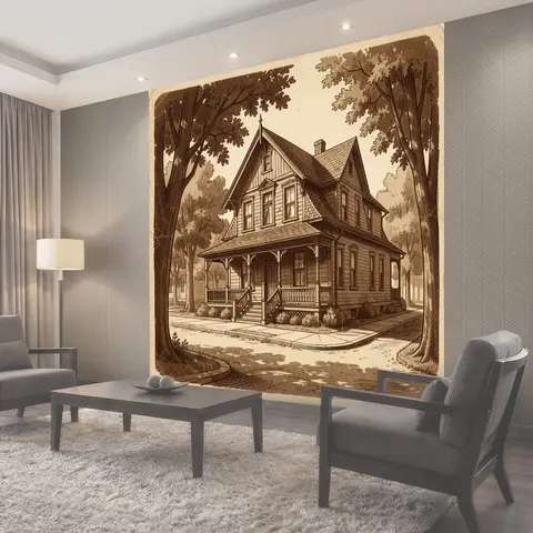 Фотообои Старинный дом среди деревьев
