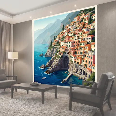 Фотообои Средиземноморский город на скалах