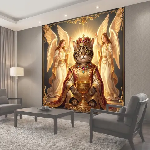Фотообои Коронованный кот с ангелами