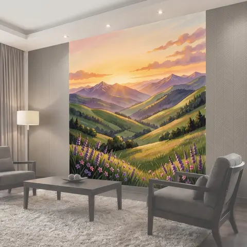 Фотообои Горные холмы на закате