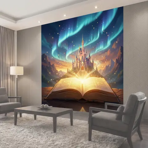 Фотообои Сказочный замок над книгой