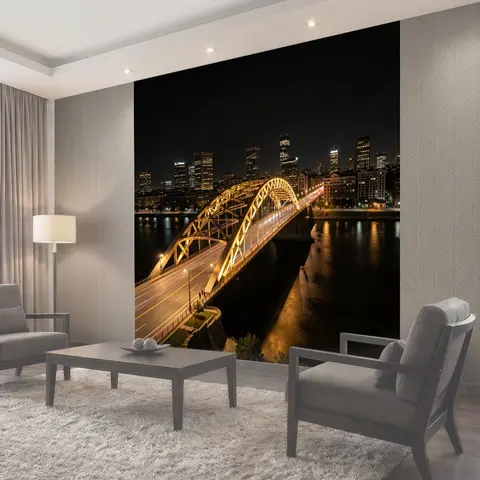 Фотообои Ночной город и светящийся мост