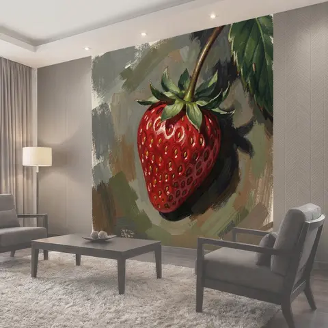Фотообои Спелая клубника крупным планом