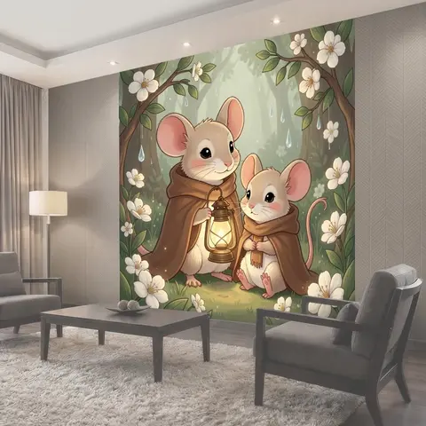 Фотообои Две мышки с фонарем
