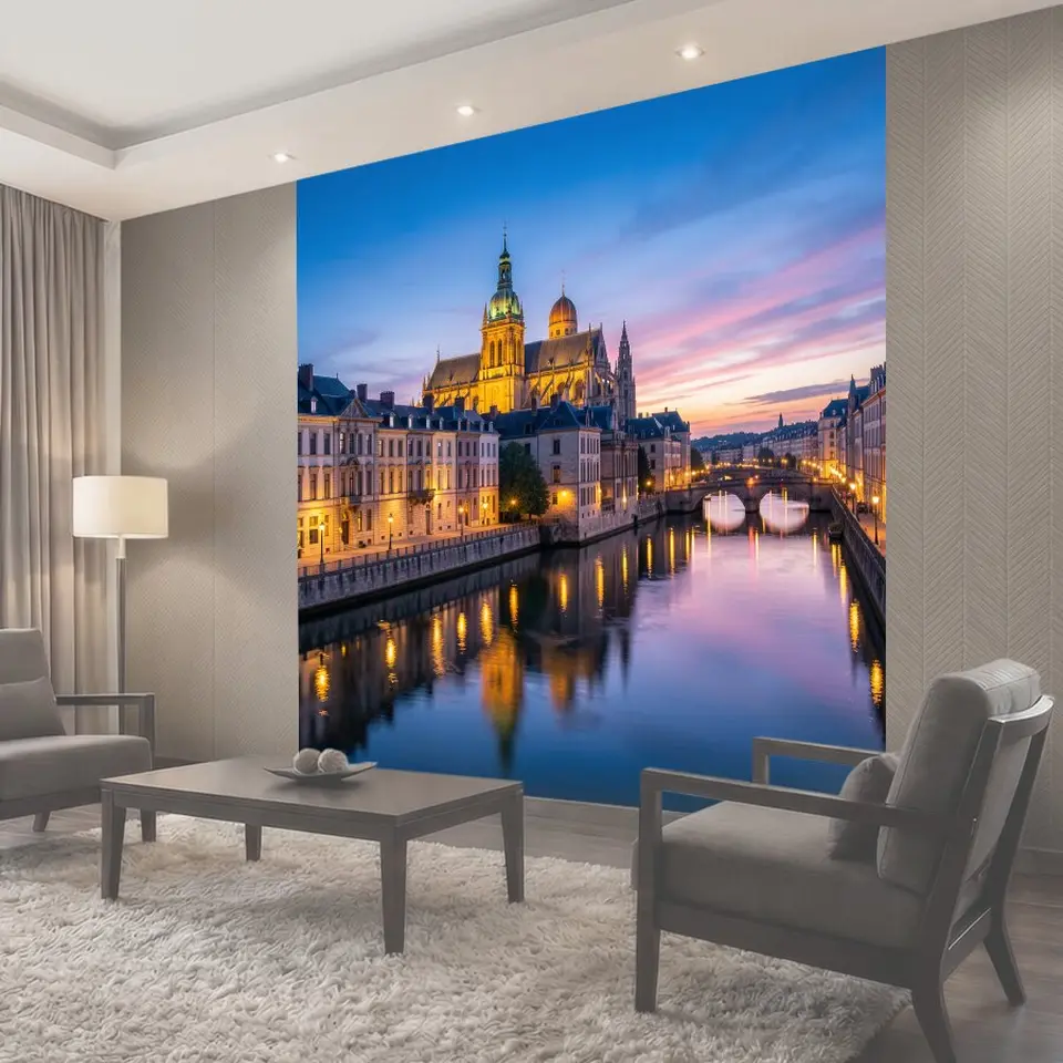 Фотообои Ночной город у реки