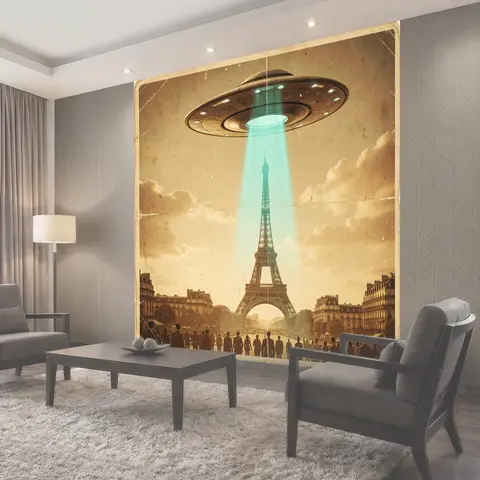 Фотообои НЛО над Эйфелевой башней