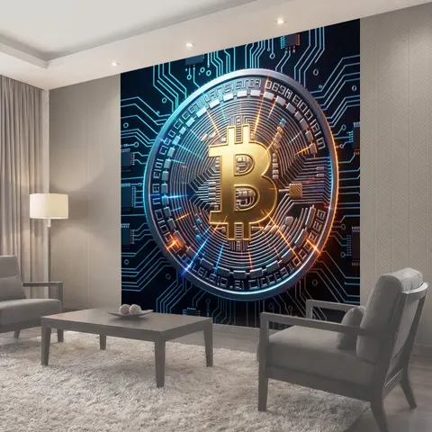 Фотообои Сияющий BTC на плате
