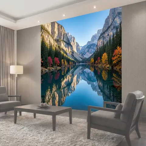 Фотообои Горное озеро среди скал