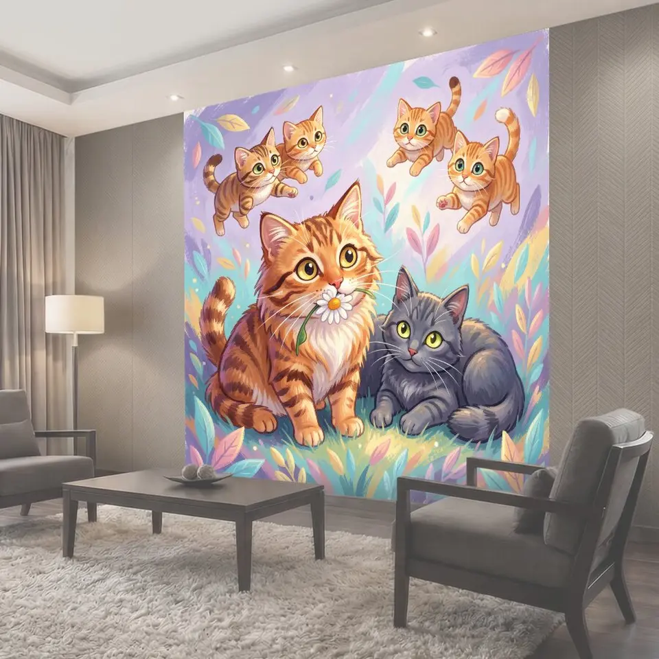 Фотообои Семья рыжих котят и кошек