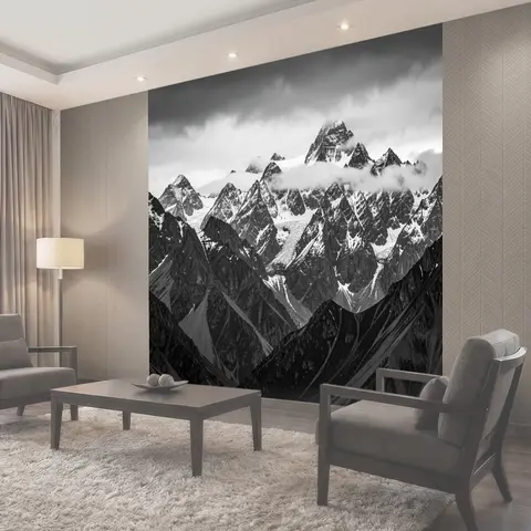 Фотообои Черно-белые заснеженные горы