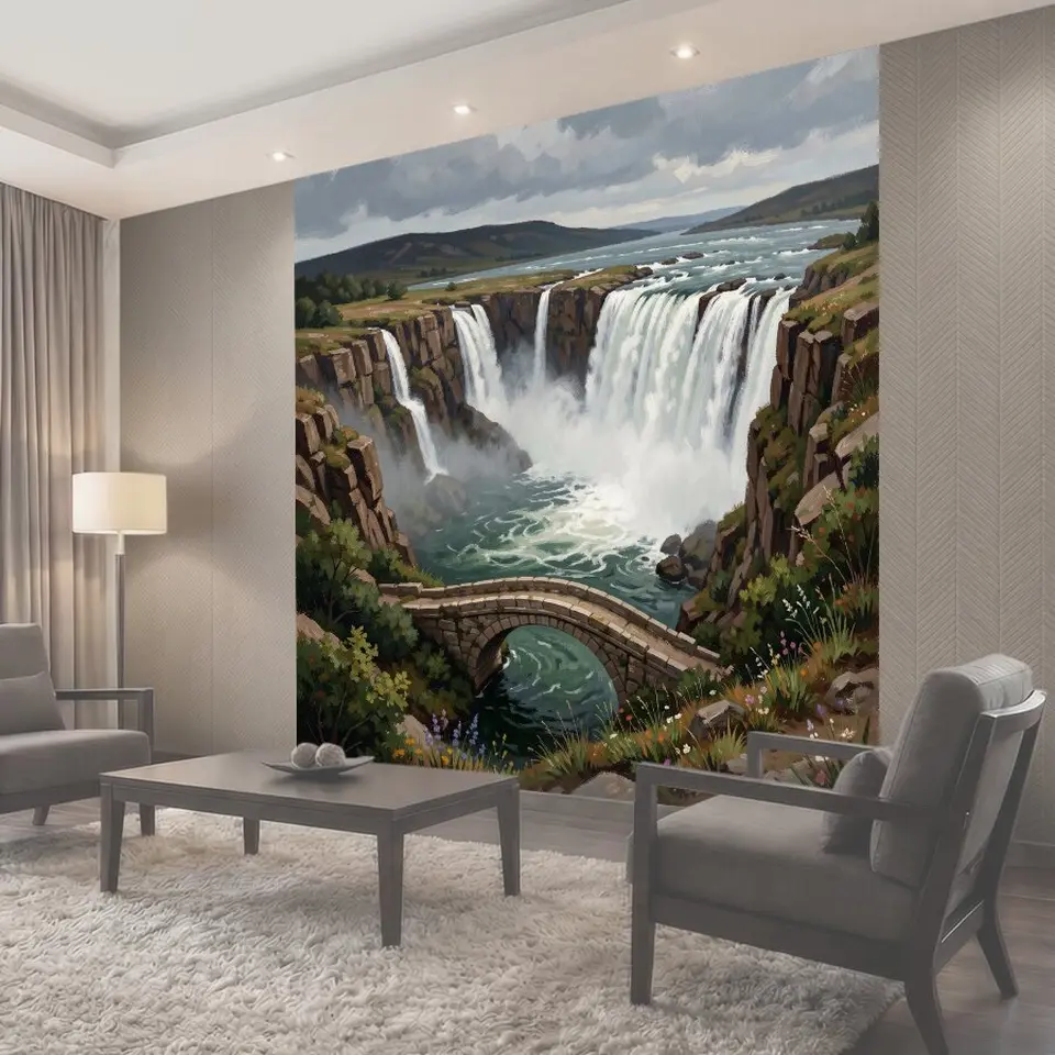 Фотообои Водопад и каменный мост