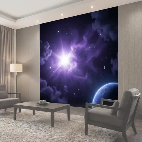 Фотообои Космос с планетой и туманностью