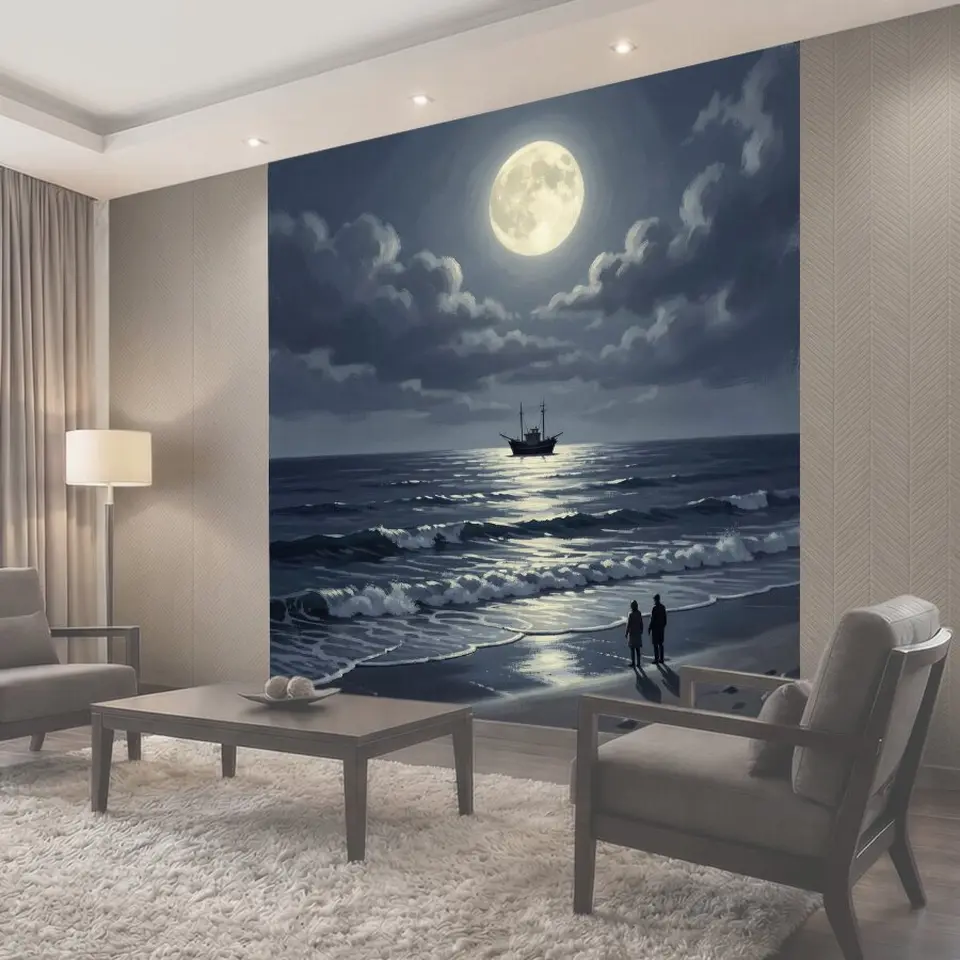 Фотообои Лунная ночь у моря
