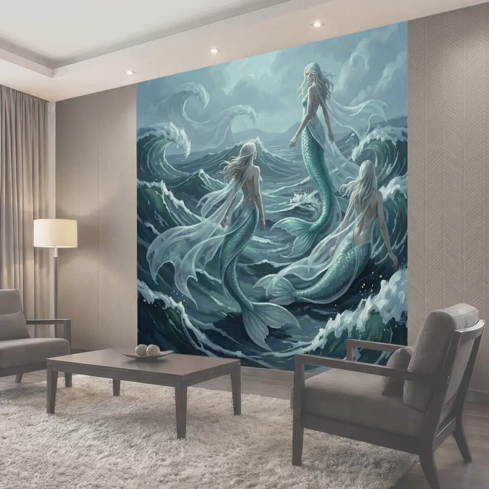 Фотообои Русалки среди морских волн