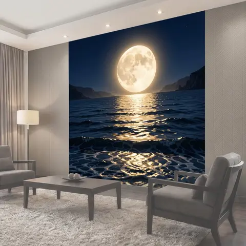 Фотообои Луна над ночным морем