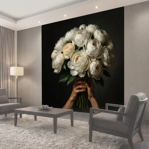 Фотообои Белые цветы в руках