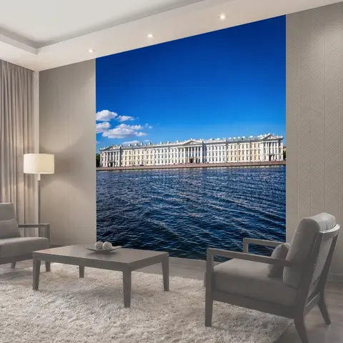 Фотообои Неоклассический фасад у воды