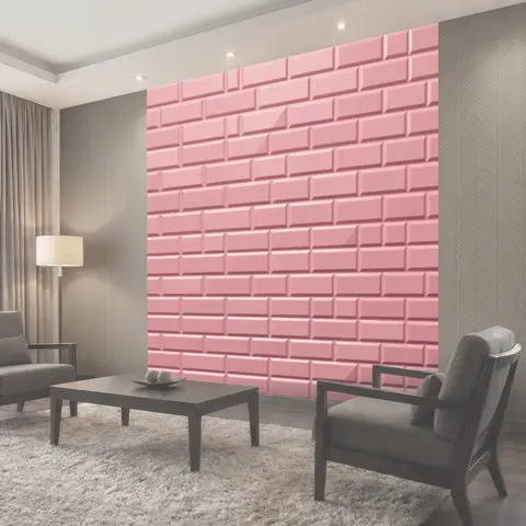Фотообои Розовая стена из 3D кирпича
