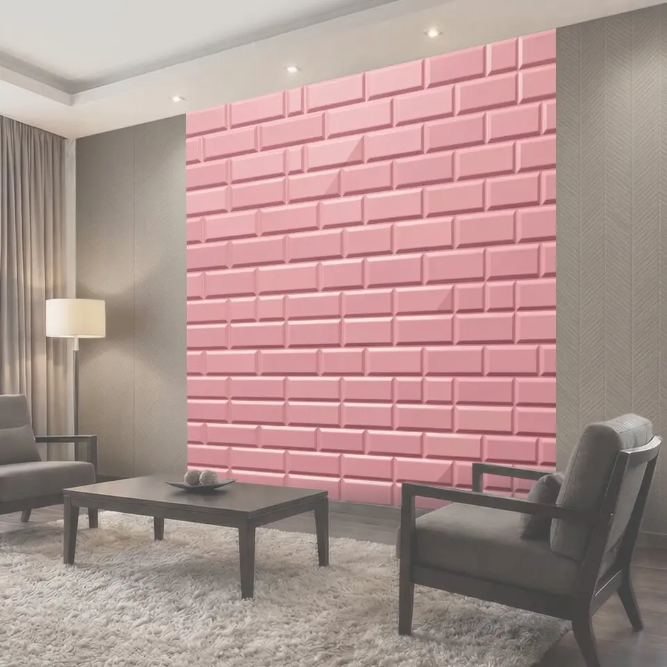 Фотообои Розовая стена из 3D кирпича