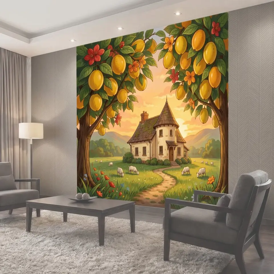 Фотообои Сказочный дом среди лимонных деревьев