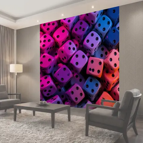 Фотообои Неоновые игровые кубики