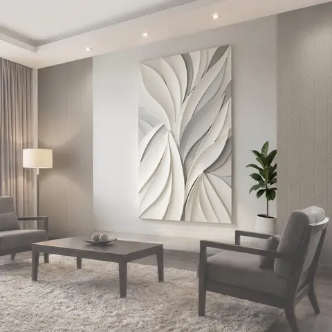 Фотообои Абстрактные белые листья 3D
